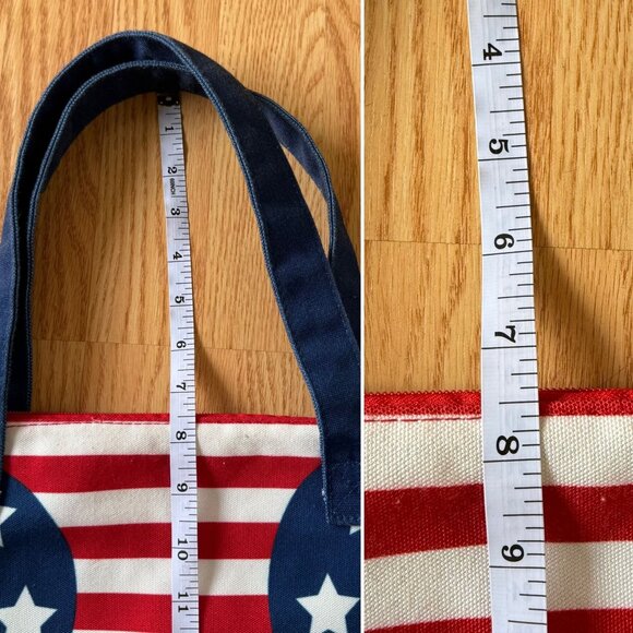 Disney Mickey Mouse Red White Blue Stars Stripes Tote Bag Patriotic Canvas Zip - Picture 11 of 12